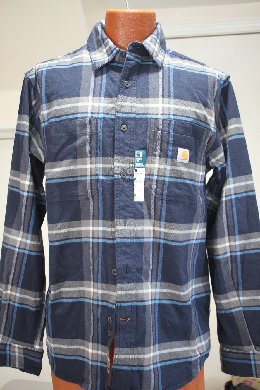 Carhartt Rugged Flex Flannel Shirt Mens Medium Plaid Button Up NWT Workwear